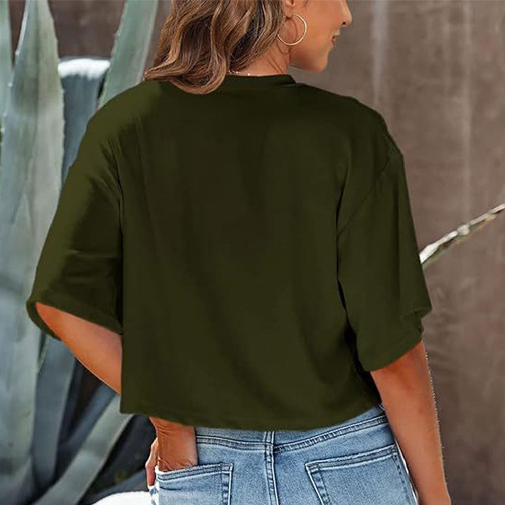 Valenzora | Casual, solid-color, short-sleeved T-shirt with a round neck for women