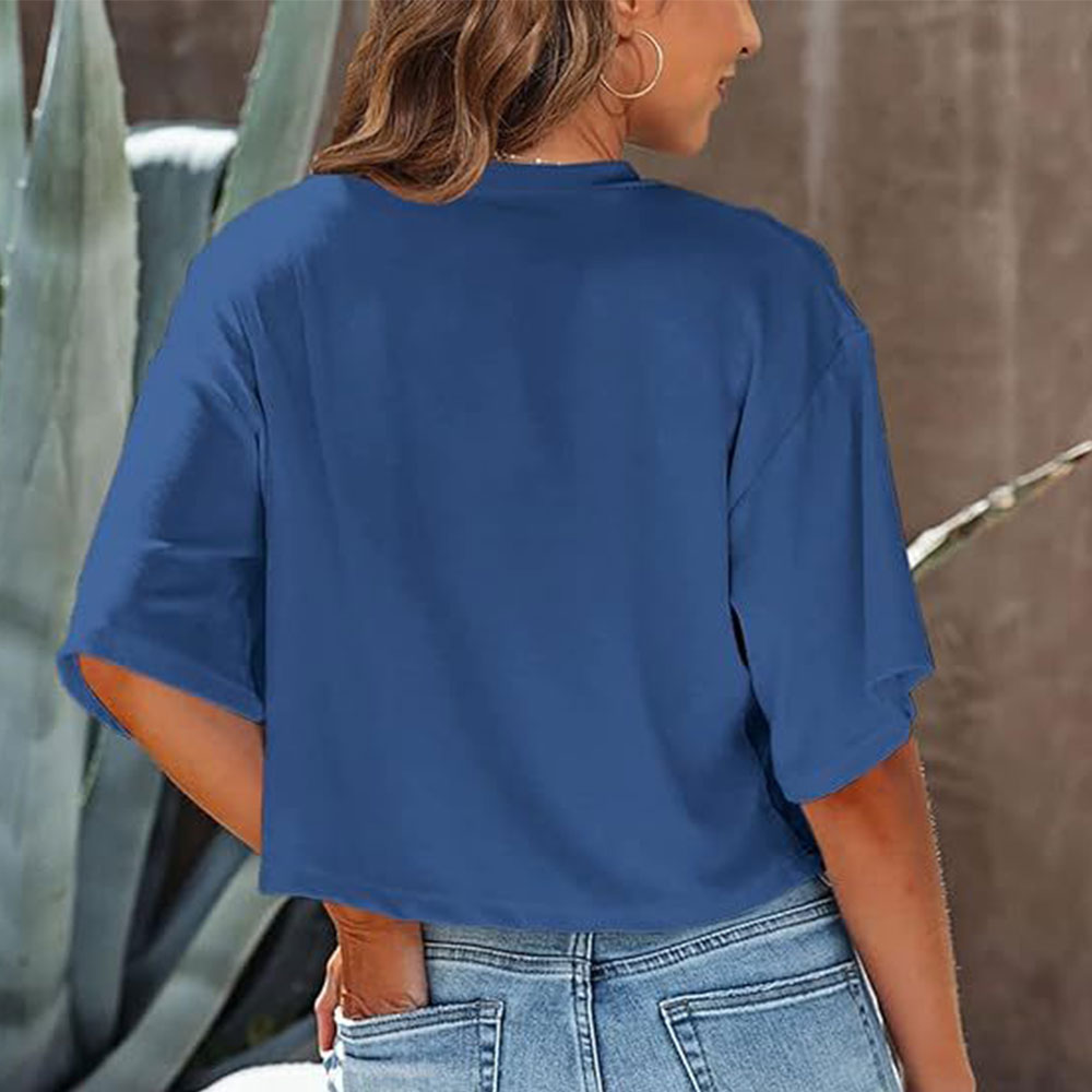 Valenzora | Casual, solid-color, short-sleeved T-shirt with a round neck for women