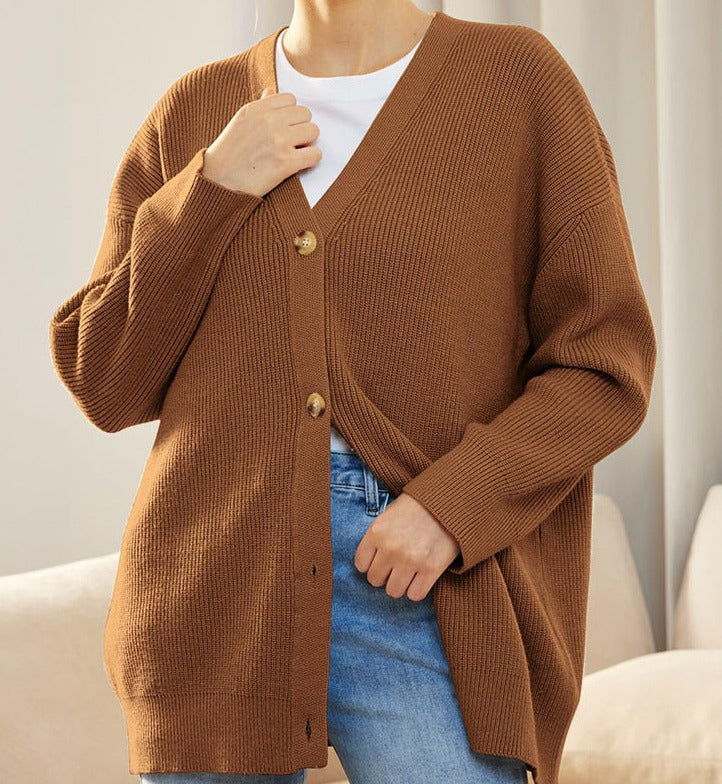 Valenzora | Oversize Cardigan mit Knopfleiste, Damenbekleidung