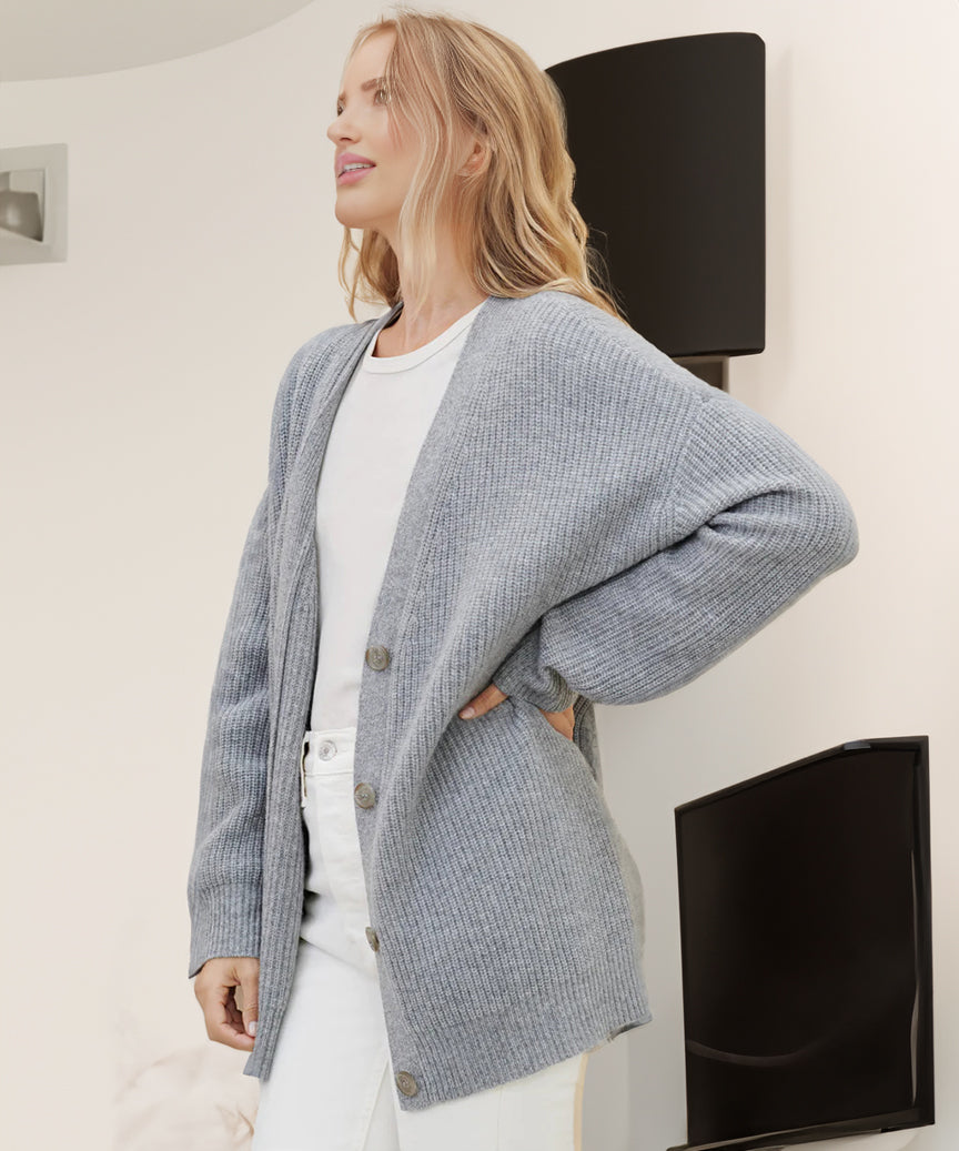 Valenzora | Oversize Cardigan mit Knopfleiste, Damenbekleidung