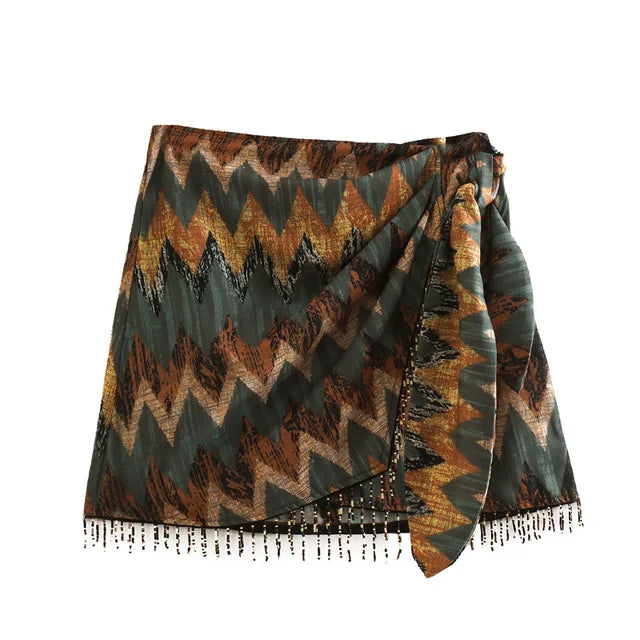 Vintage geometric patterned mini skirt