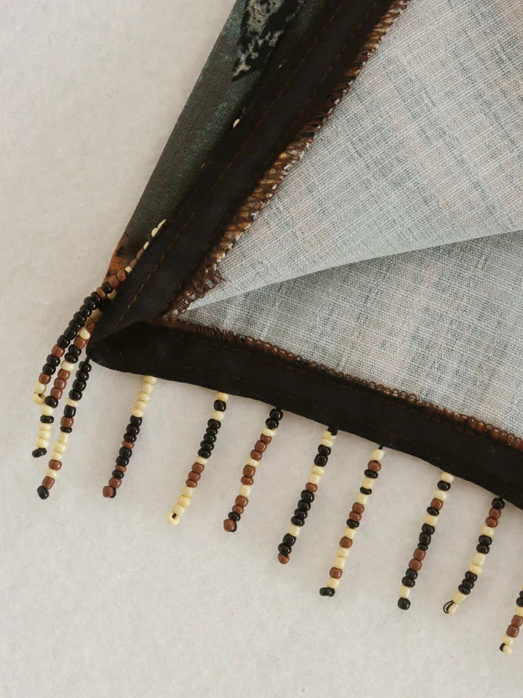 Vintage geometric patterned mini skirt