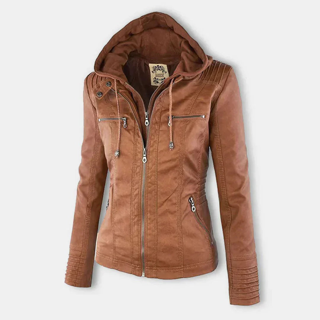 Valenzora | Elegante Kapuzen-Motorradjacke aus hochwertigem Leder