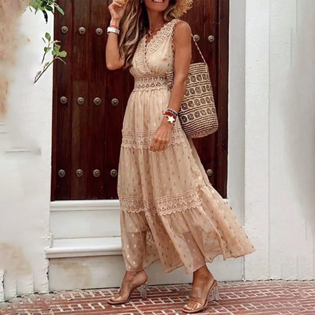 Valenzora - Embroidered sleeveless long dress
