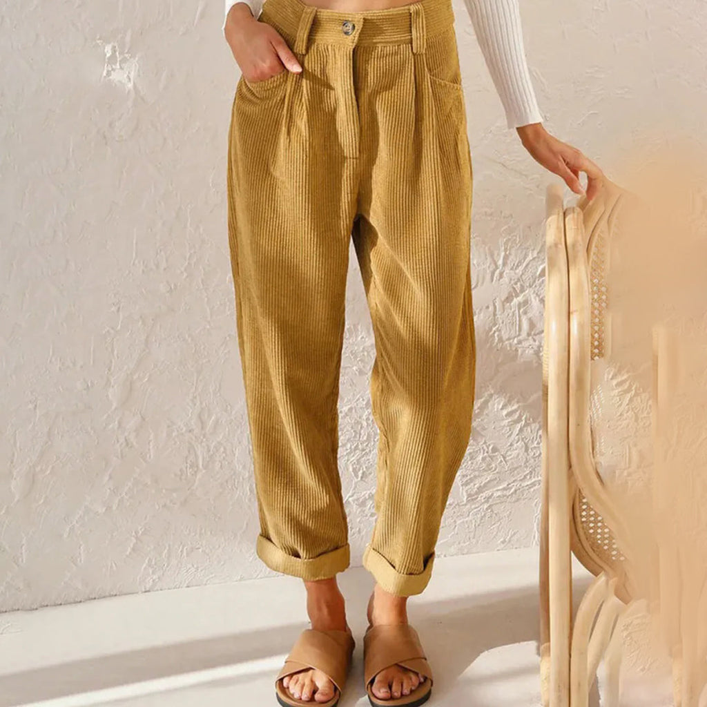 Valenzora | Elegant high-waisted corduroy trousers