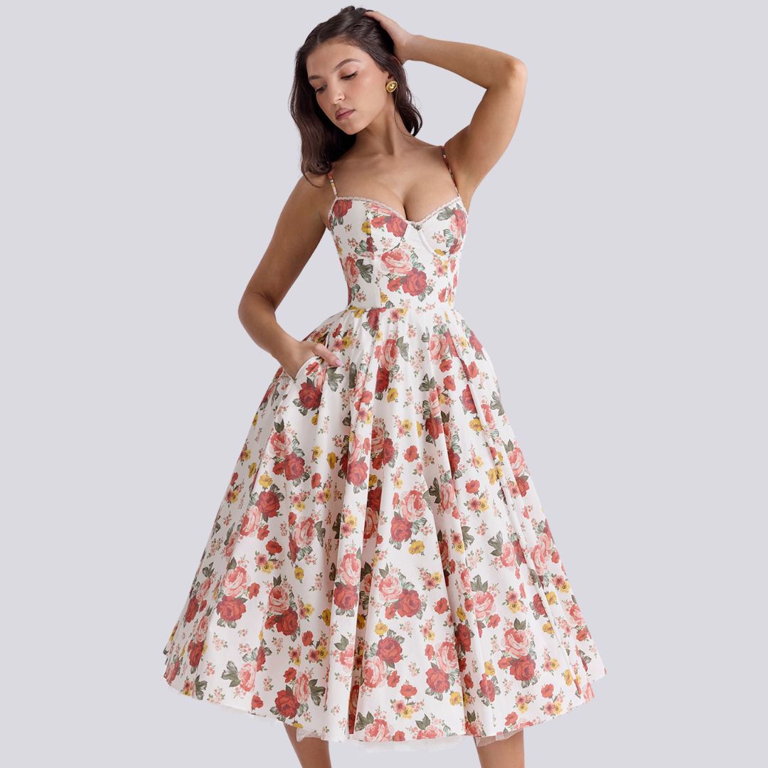 Valenzora | Stylish V-neck A-line maxi dress