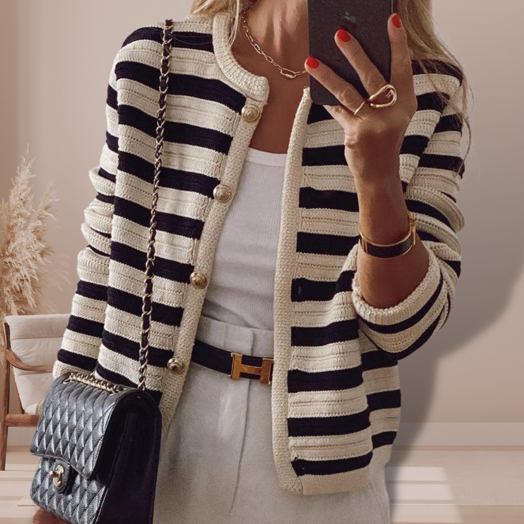Gestreifte Strickjacke
