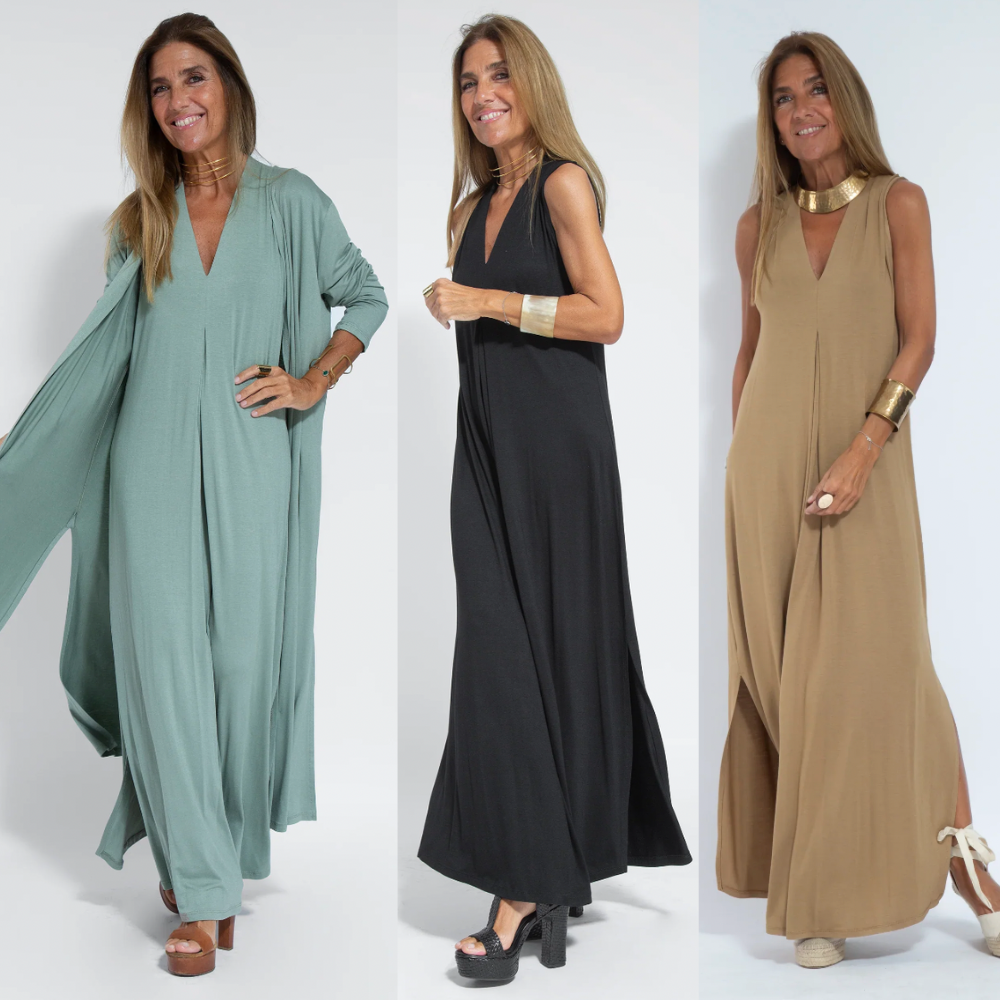 Valenzora | Set with long, slimming dress and vest