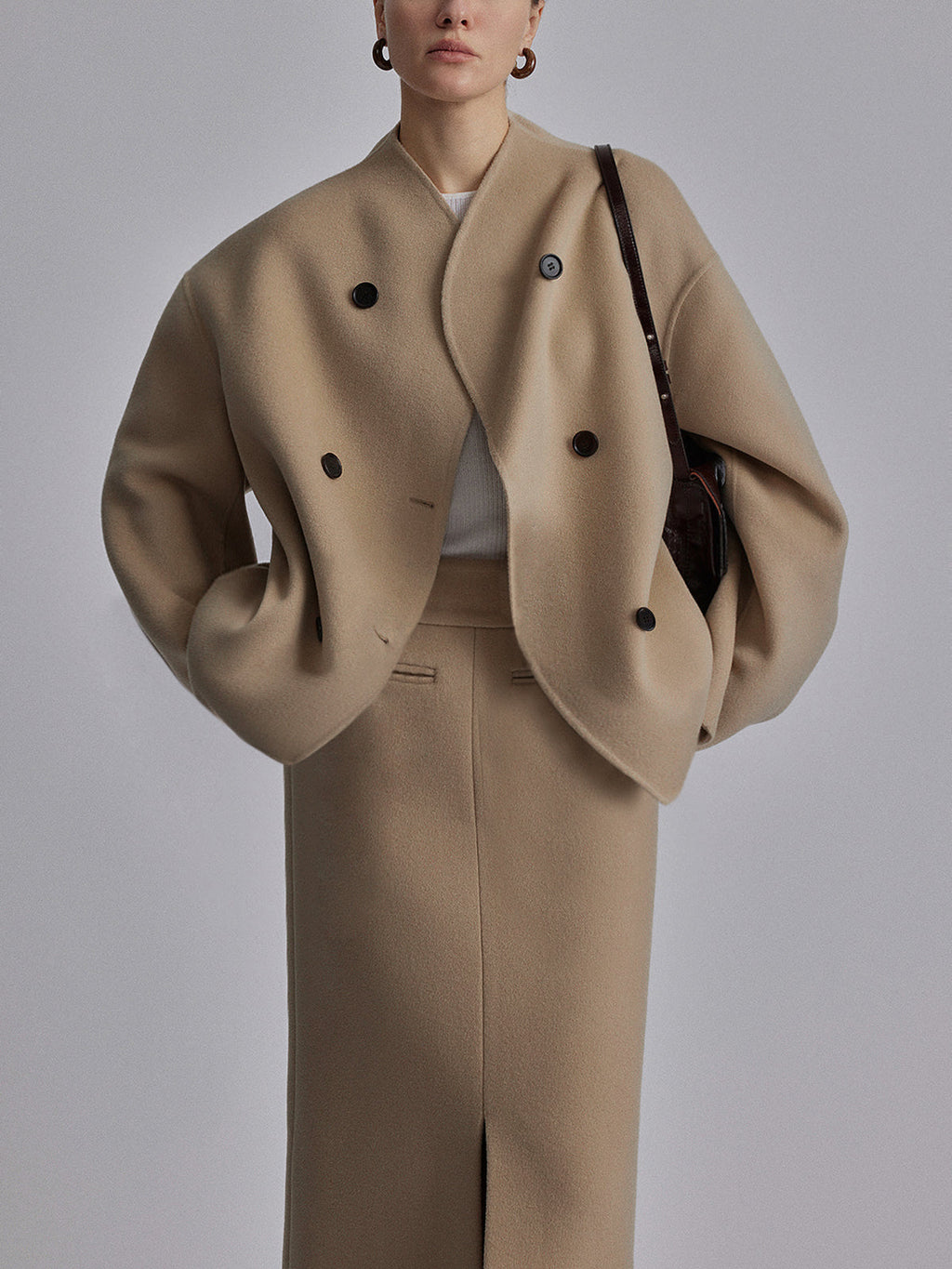 Valenzora | Women's Jacket with Double Row of Buttons in Wool Blend