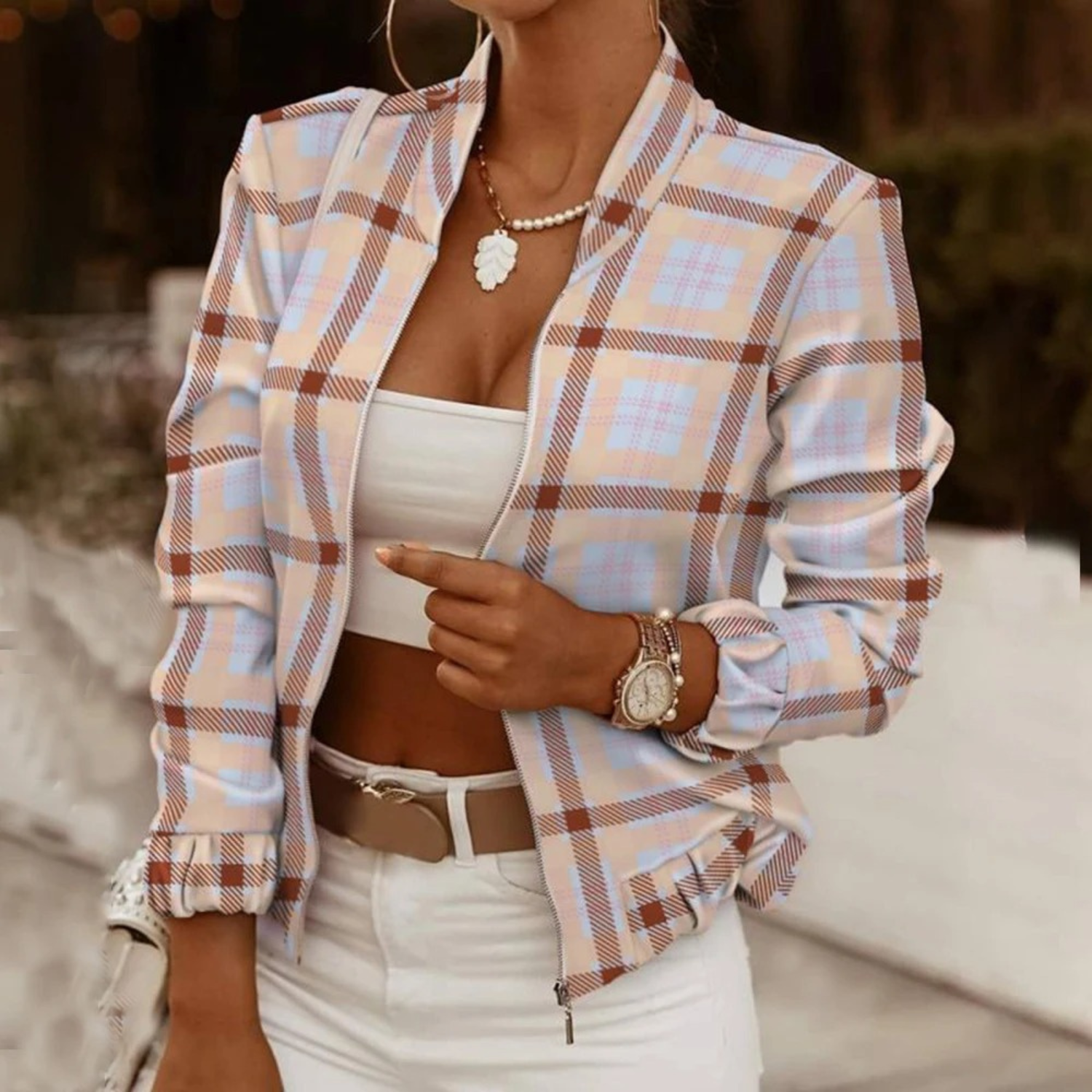 Valenzora | Baroque-Inspired Lightweight Bomber Jacket for Women