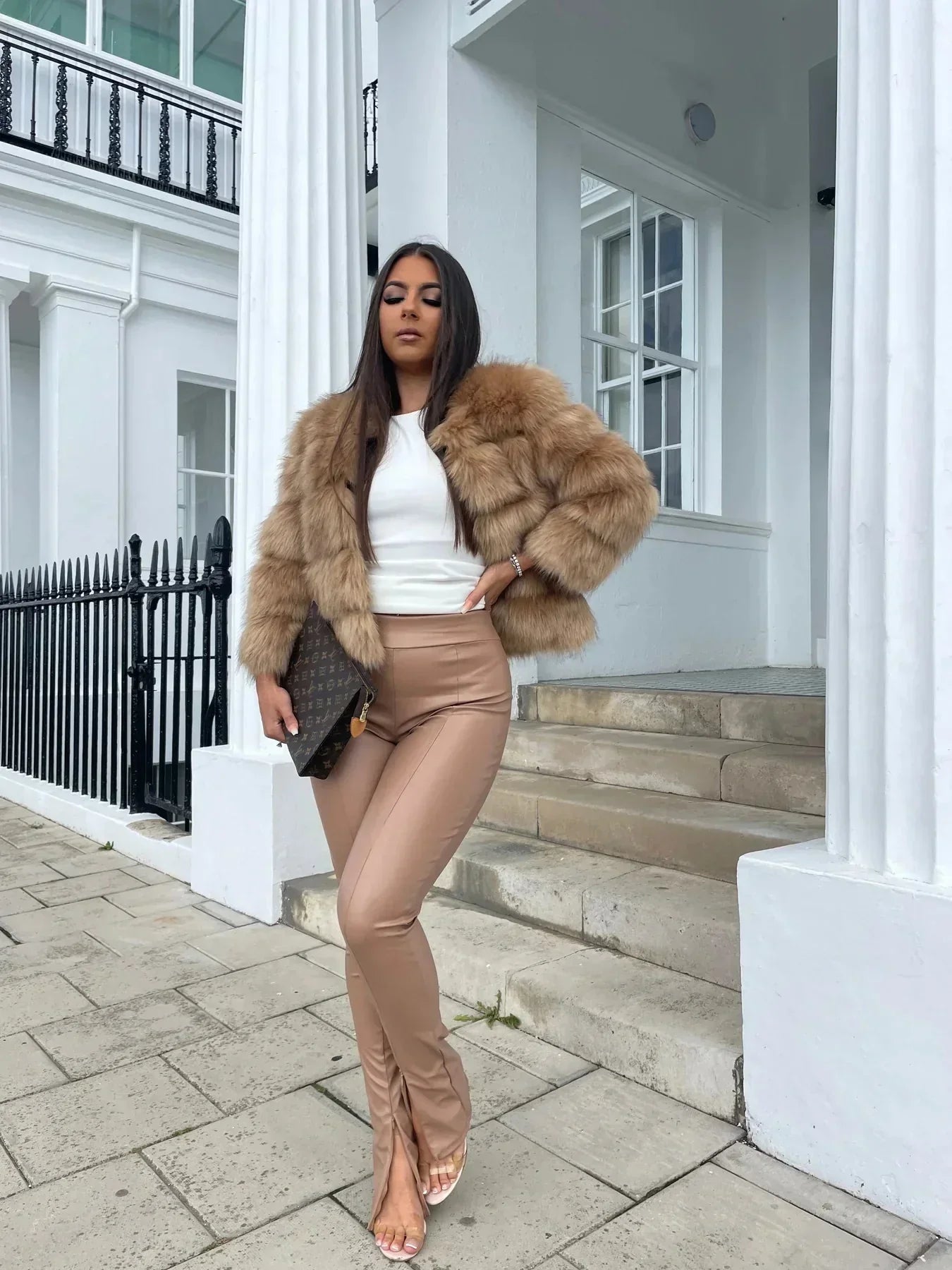 Valenzora | Warm Short Fluffy Faux Fur Jacket for Women