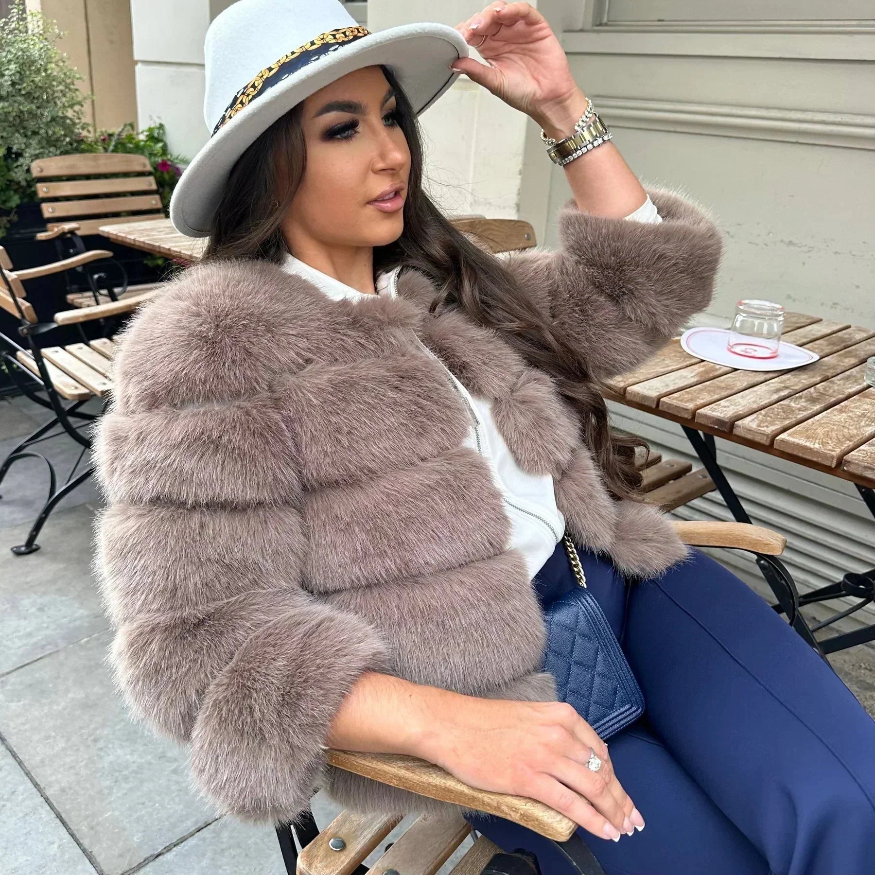 Valenzora | Warm Short Fluffy Faux Fur Jacket for Women