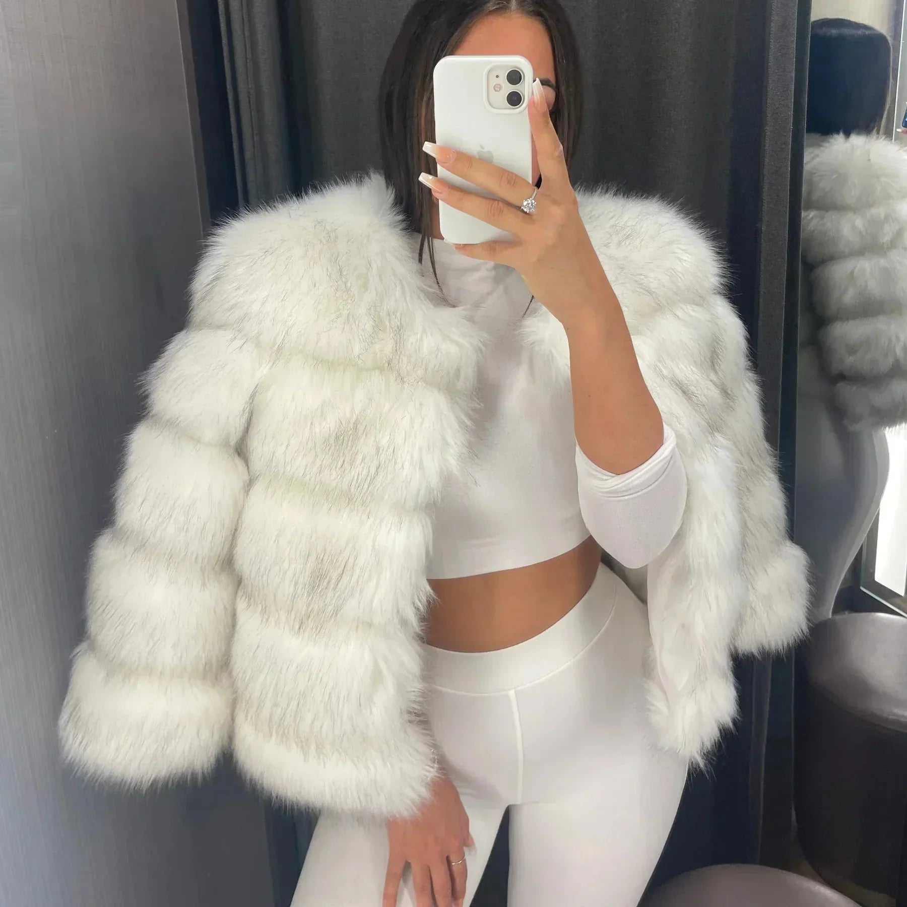 Valenzora | Warm Short Fluffy Faux Fur Jacket for Women