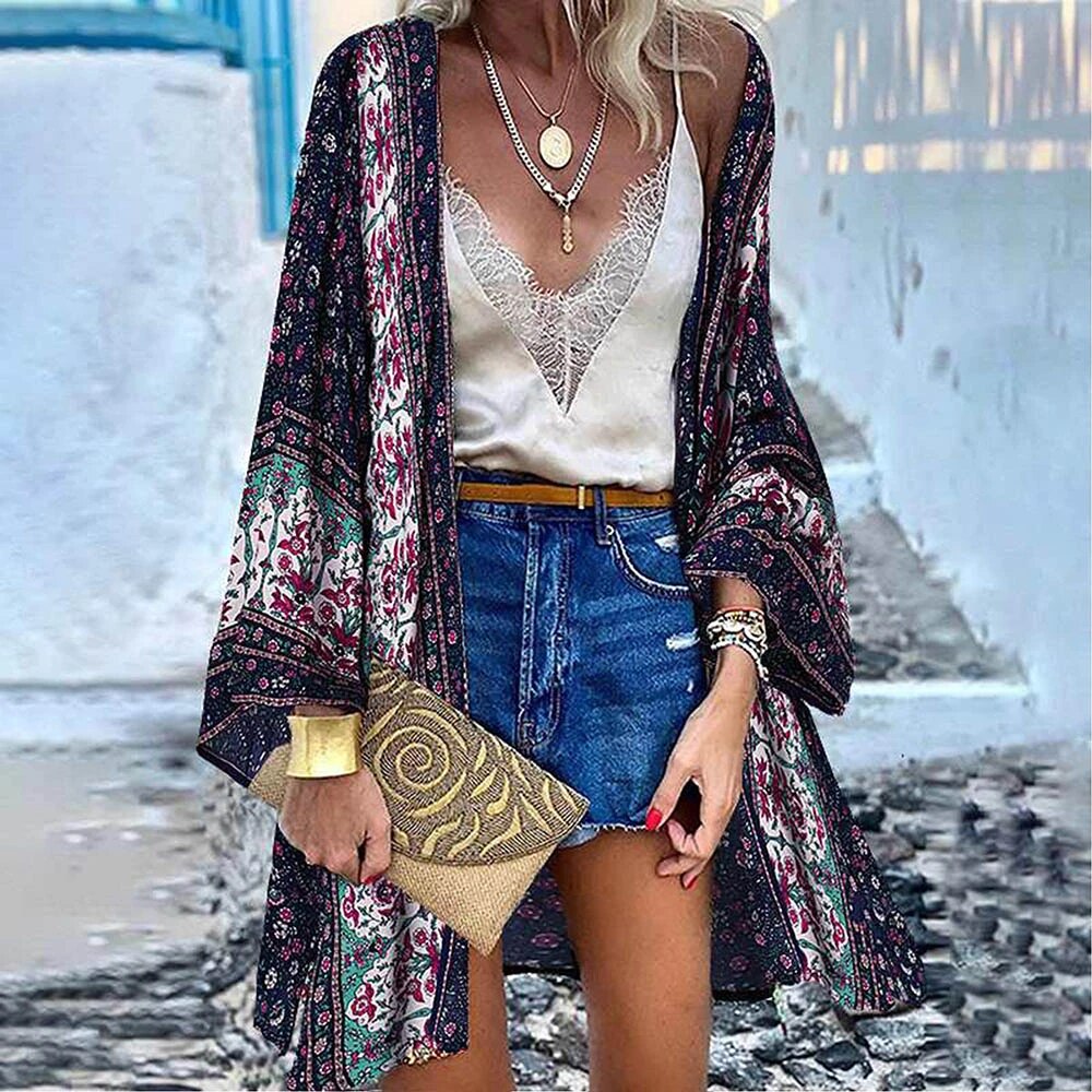 Valenzora | Kimono-Style Cardigan für Damen in voller Länge