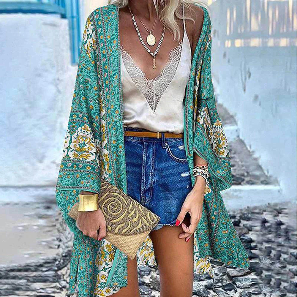 Valenzora | Kimono-Style Cardigan für Damen in voller Länge