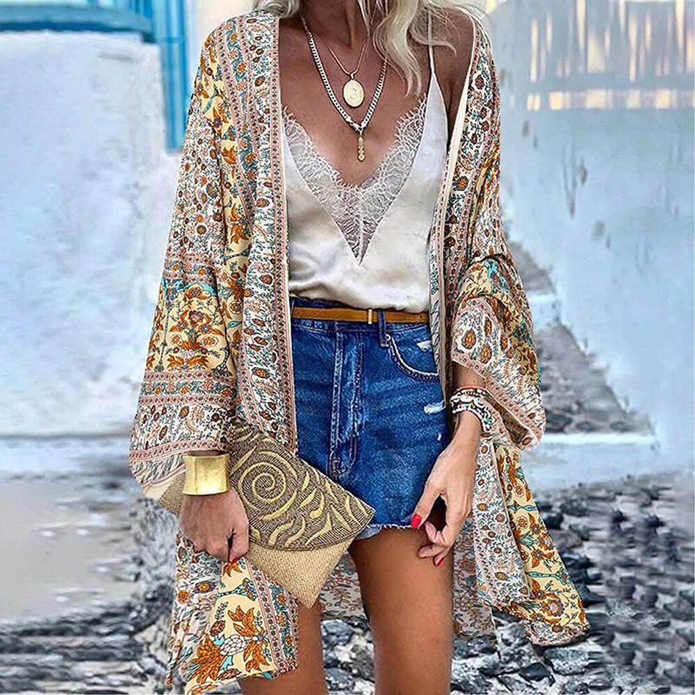 Valenzora | Kimono-Style Cardigan für Damen in voller Länge