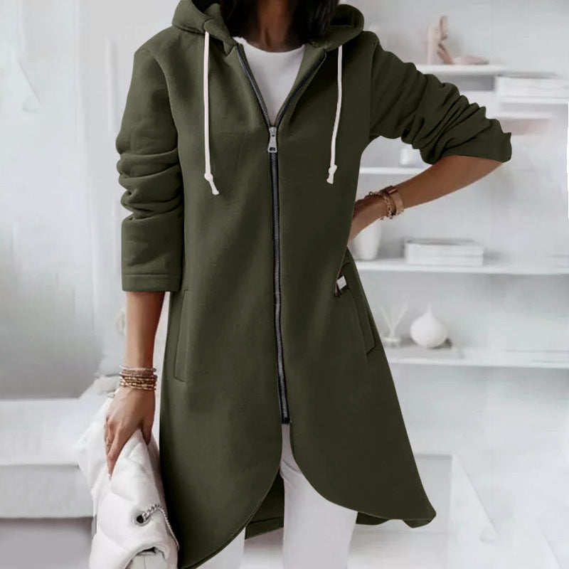 Valenzora | Long Comfortable Zip-Up Hoodie for Women