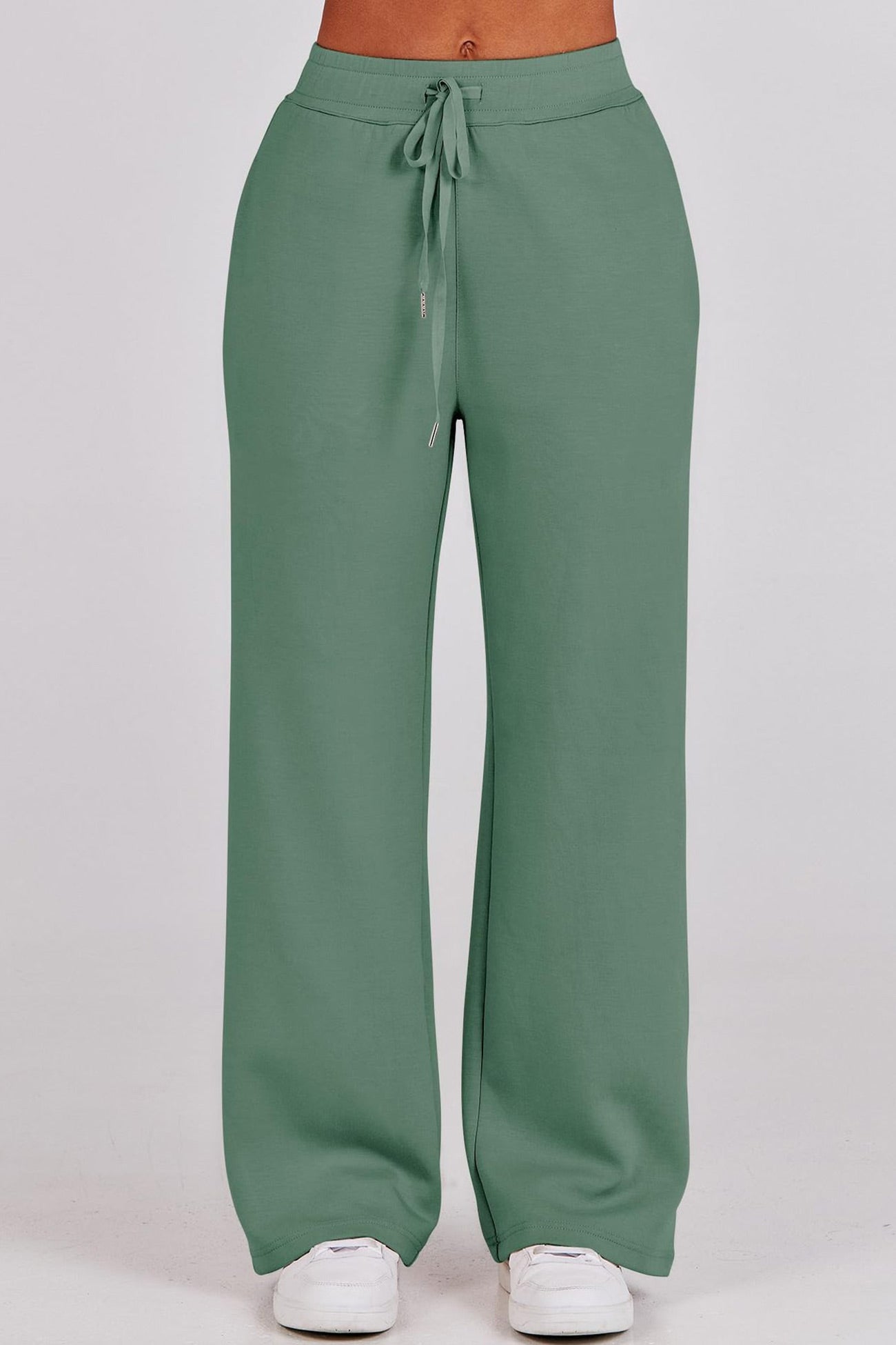 Valenzora | Long wide-leg trouser set with lapel zip-up sweatshirt