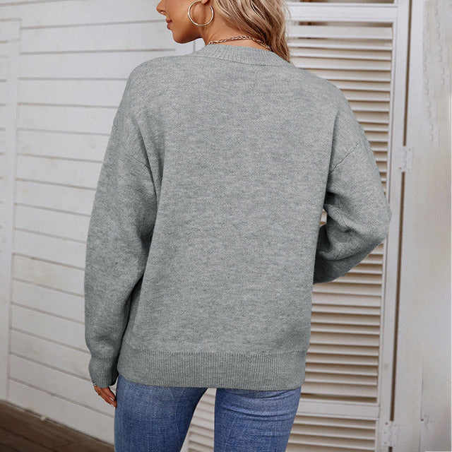Valenzora | Lässiger Strickpullover mit Smiley-Gesicht