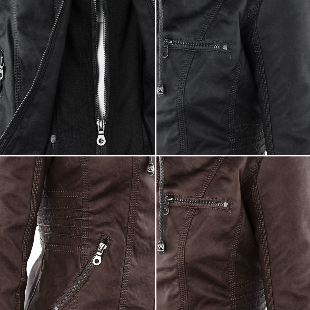 Valenzora - Kapuzenjacke - Kunstleder - Reißverschlussjacke - Damenjacke