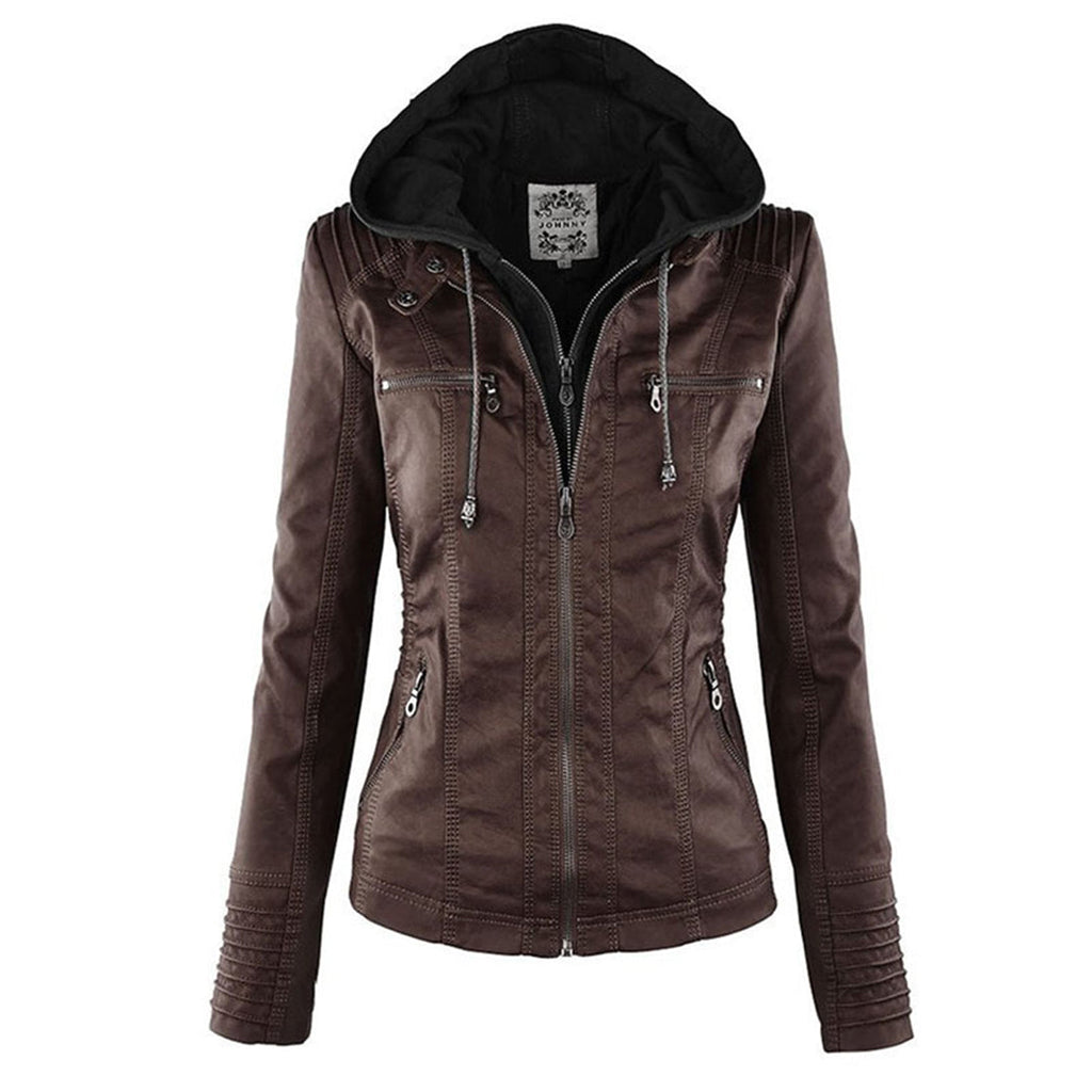 Valenzora - Kapuzenjacke - Kunstleder - Reißverschlussjacke - Damenjacke