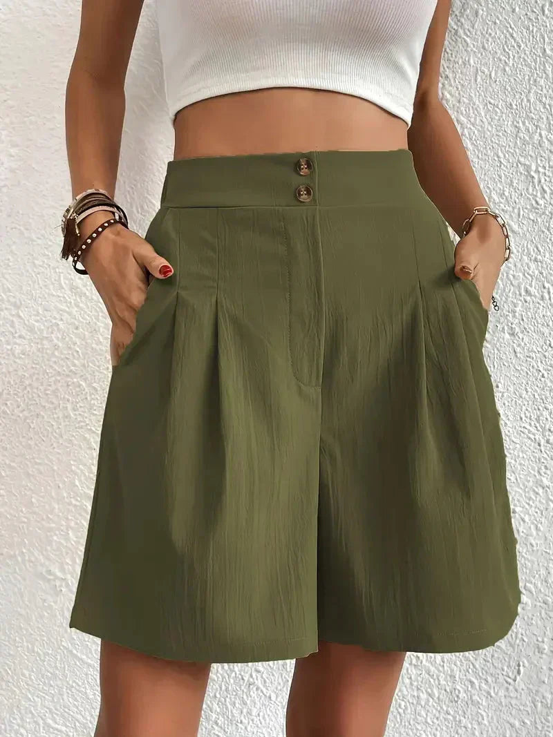 Valenzora | High-waisted linen shorts for women