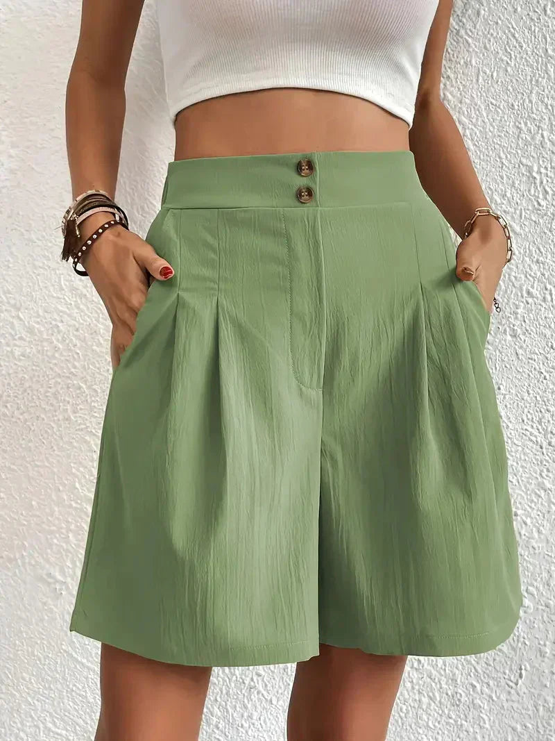 Valenzora | High-waisted linen shorts for women