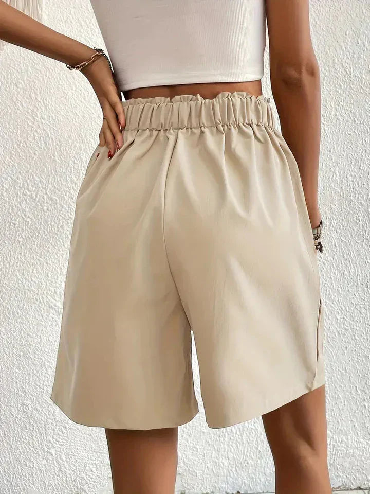 Valenzora | High-waisted linen shorts for women