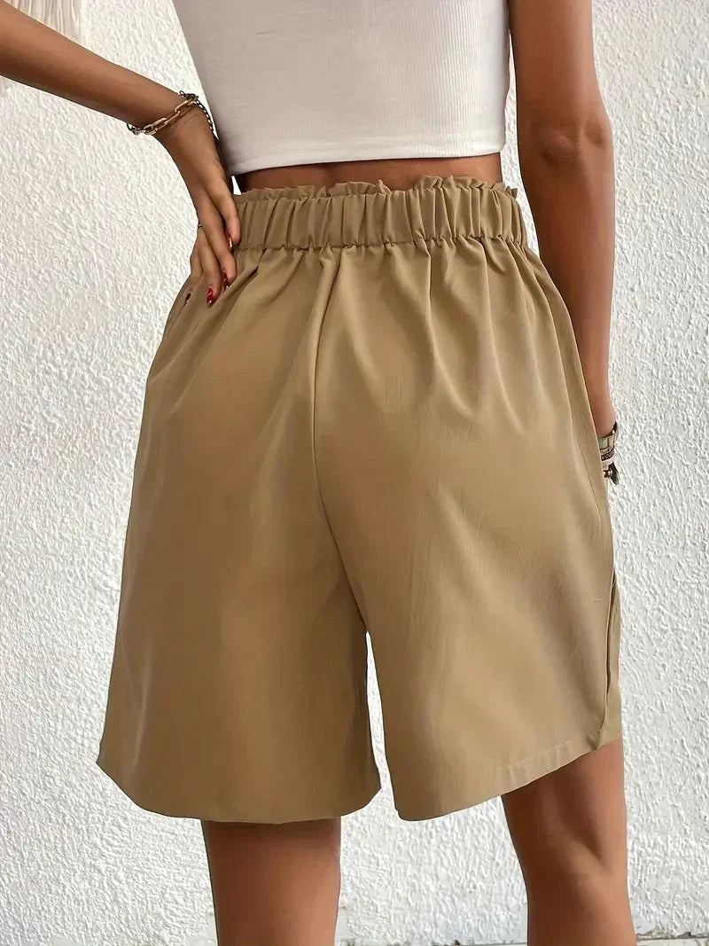 Valenzora | High-waisted linen shorts for women