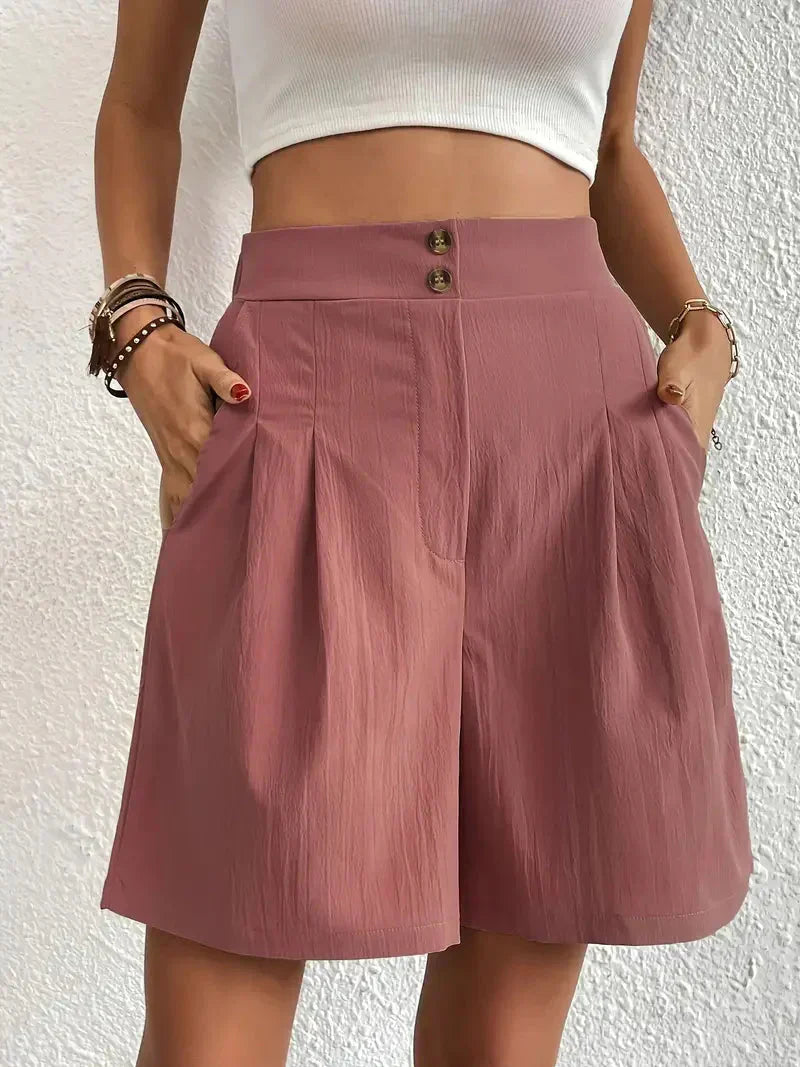 Valenzora | High-waisted linen shorts for women