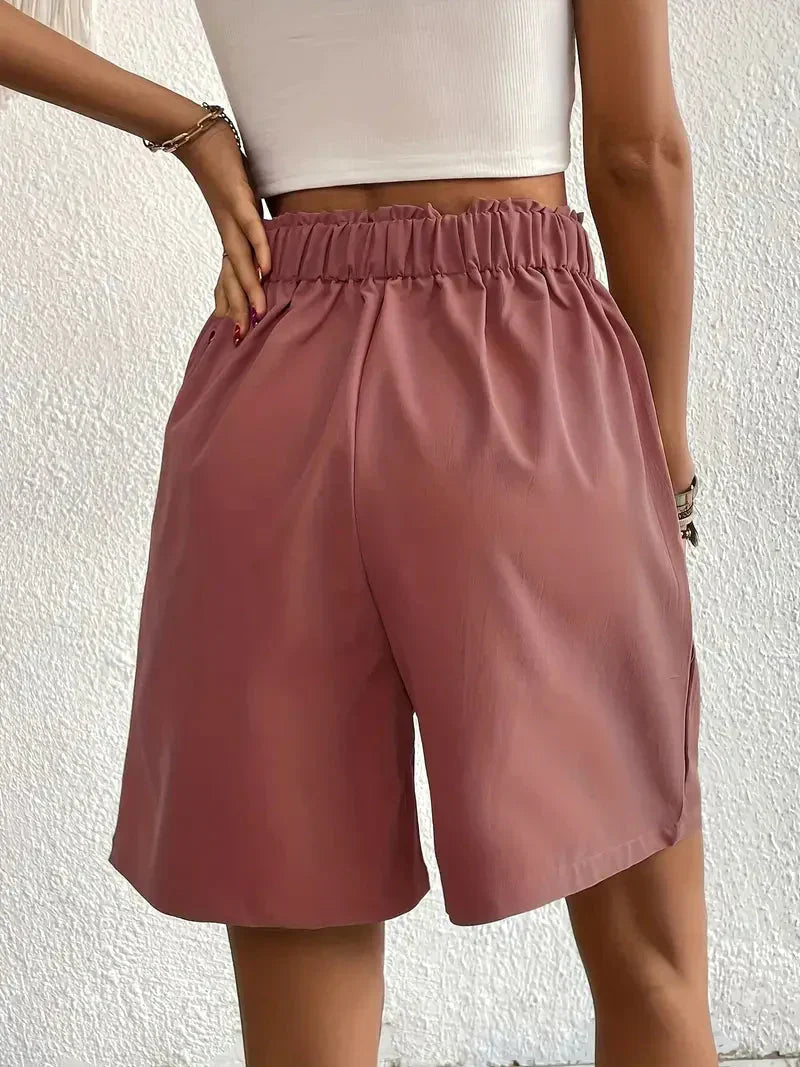 Valenzora | High-waisted linen shorts for women