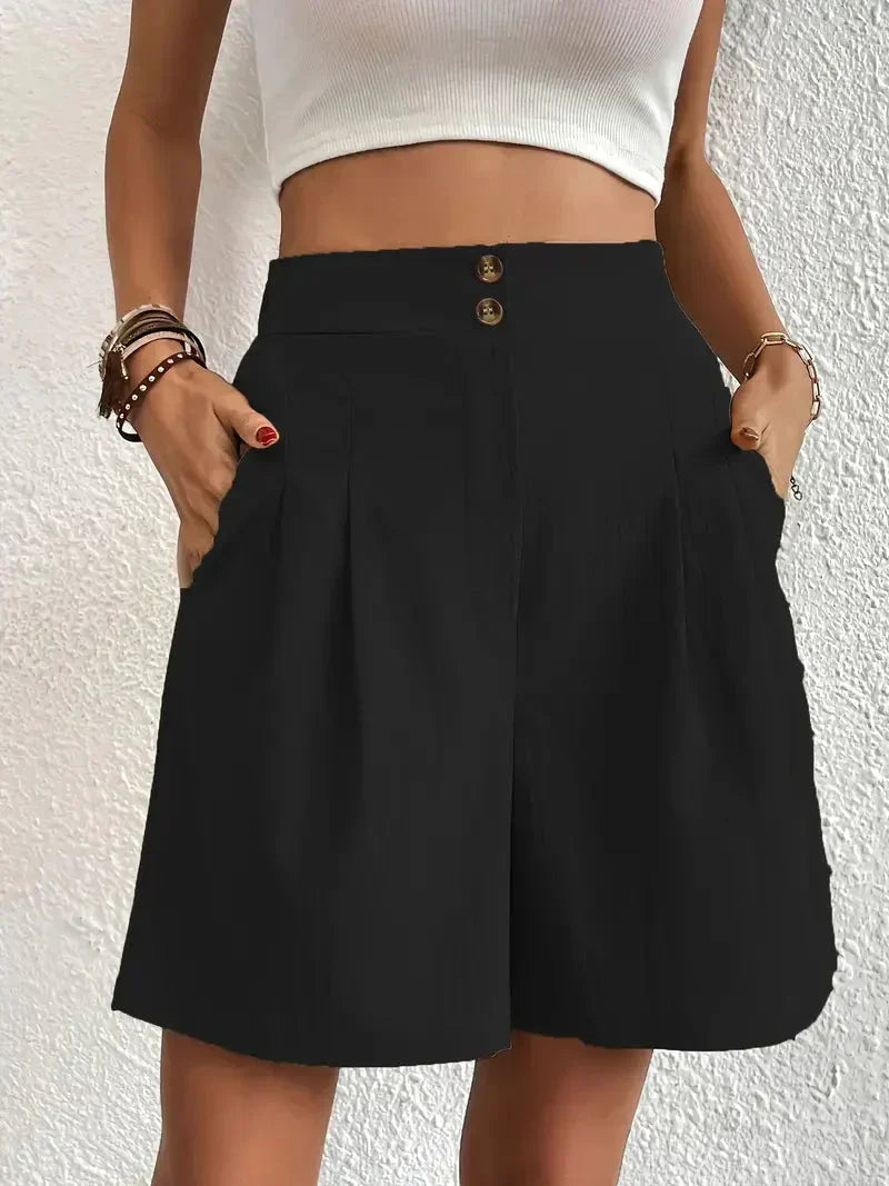 Valenzora | High-waisted linen shorts for women