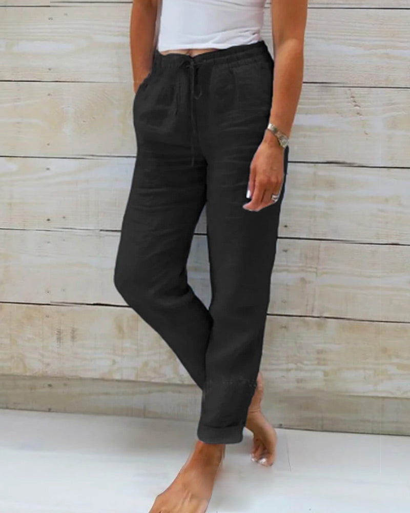Valenzora | Damen Hose mit Gummibund und lockerem Schnitt, Sommerhose
