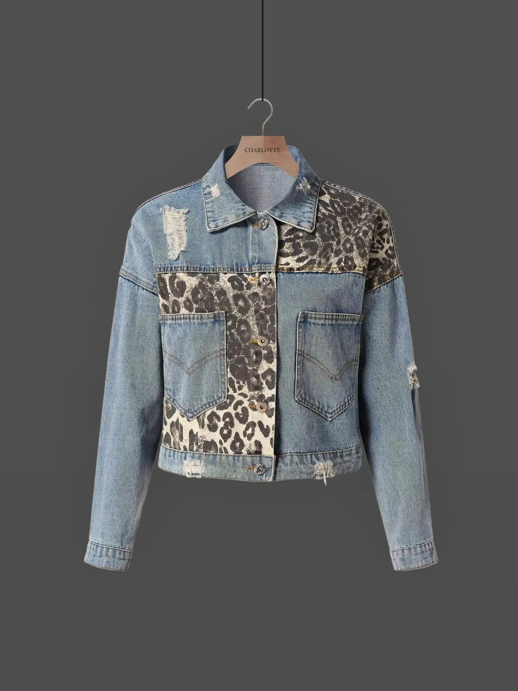 Leopard denim jacket