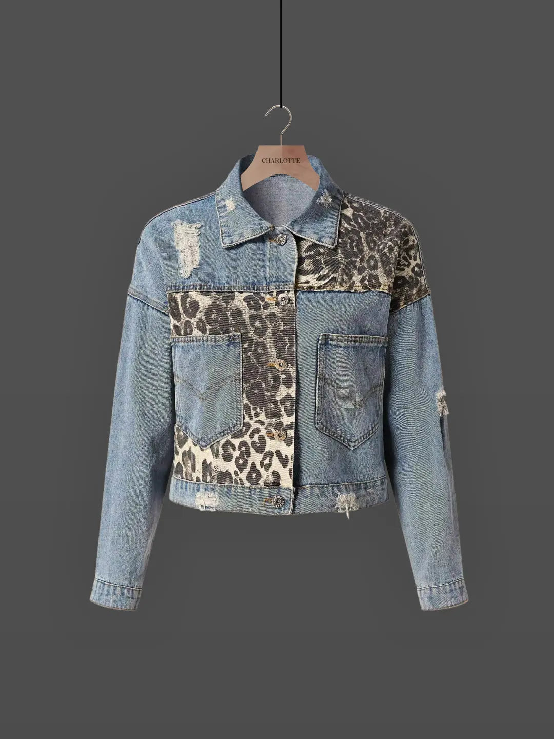 Valenzora | Leopard print denim jacket