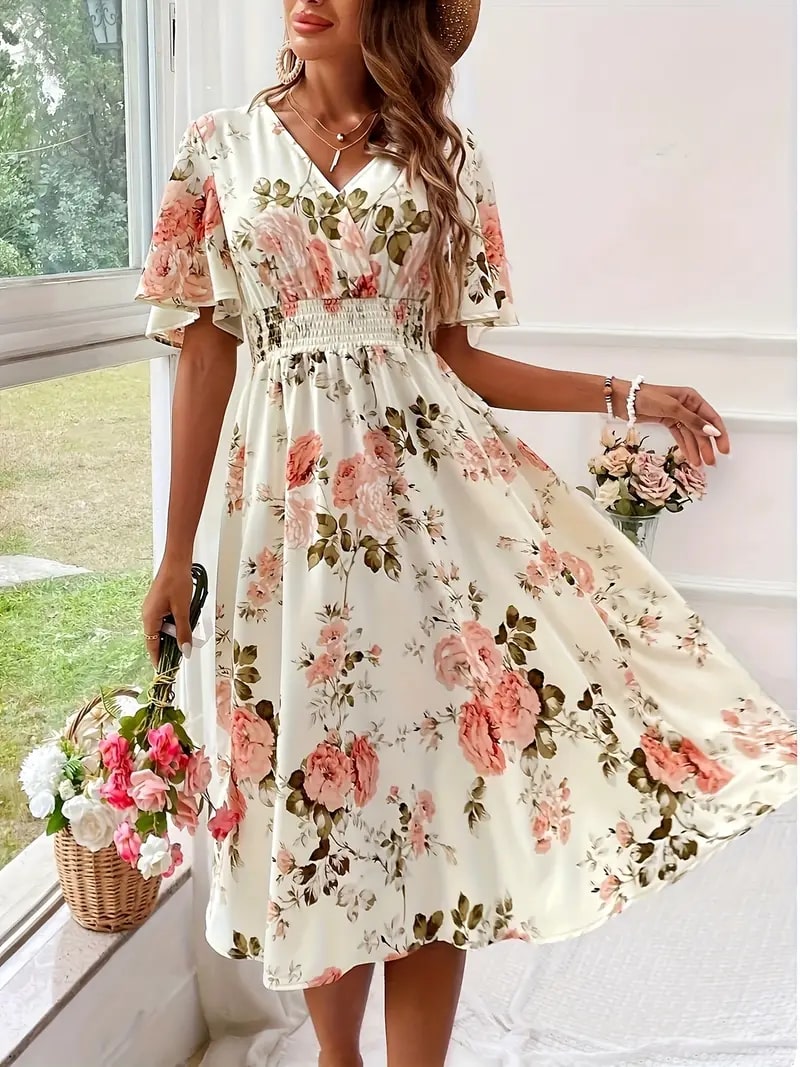 Valenzora | Elegantes Blumenkleid für Frühling und Sommer
