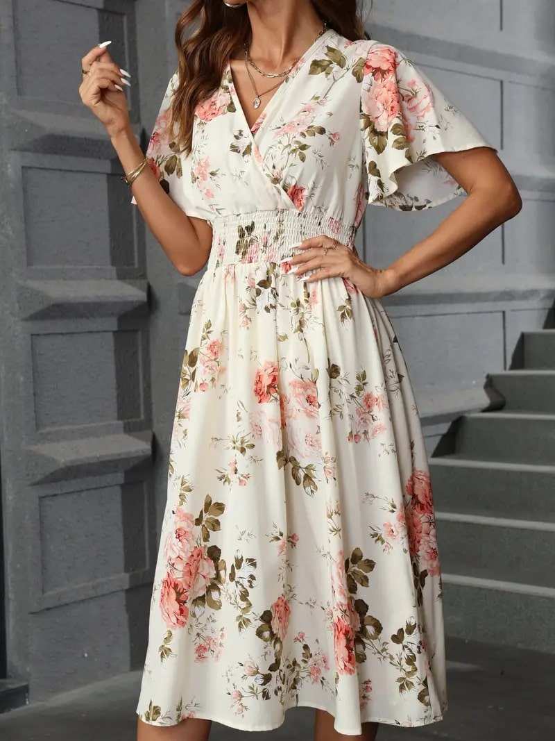 Valenzora | Elegantes Blumenkleid für Frühling und Sommer
