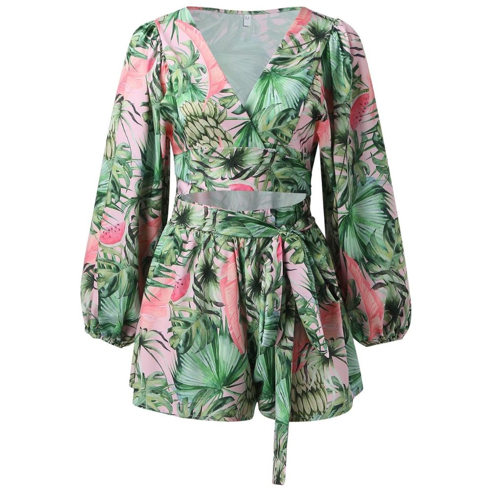 Valenzora | Ranta Leichter, stylischer und bequemer Langarm-Jumpsuit mit Sommerprint