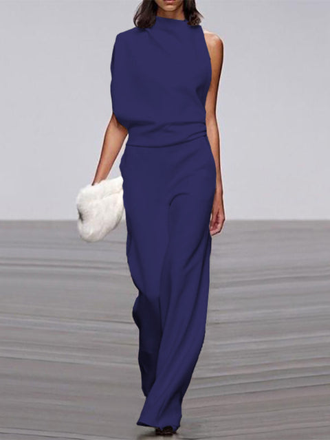 Valenzora | One Shoulder Jumpsuit with Wide Legs