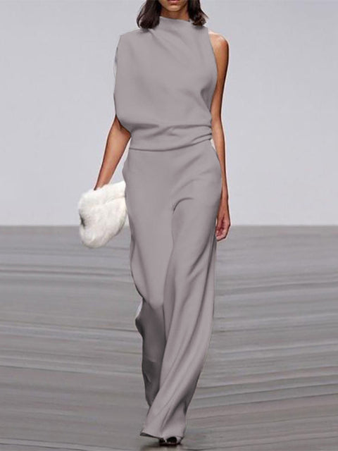 Valenzora | One Shoulder Jumpsuit with Wide Legs