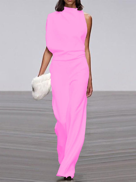 Valenzora | One Shoulder Jumpsuit with Wide Legs