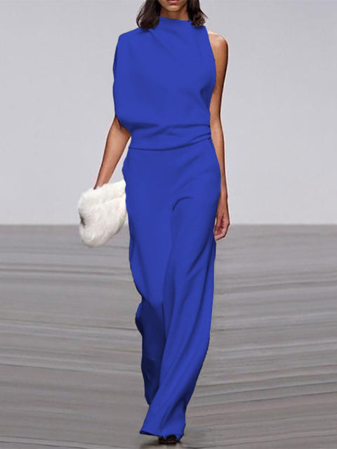 Valenzora | One Shoulder Jumpsuit with Wide Legs