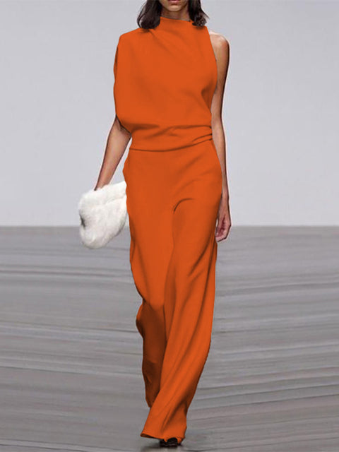 Valenzora | One Shoulder Jumpsuit with Wide Legs
