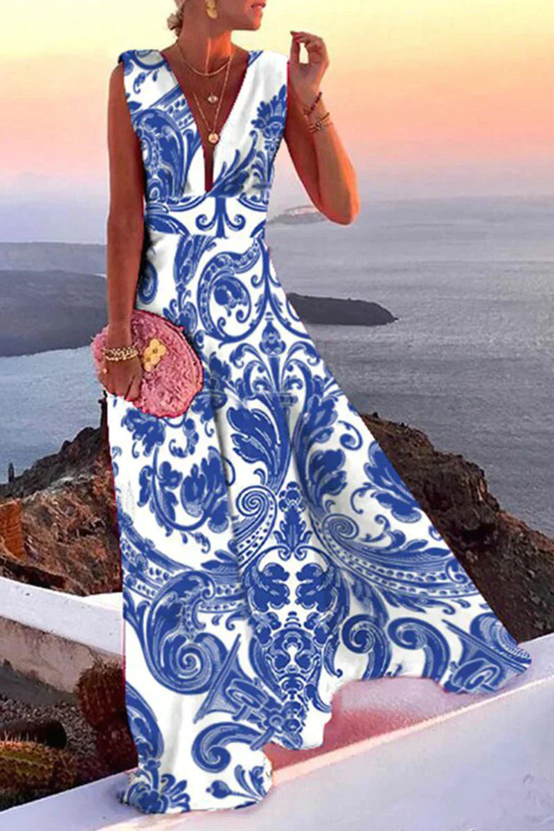 Valenzora | Summer Sleeveless Dress with Print for Women