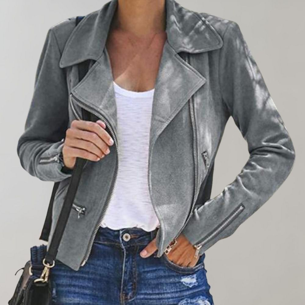 Valenzora | Suede biker jacket with zipper for women