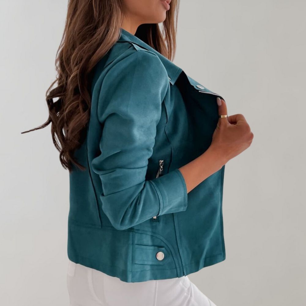 Valenzora | Suede biker jacket with zipper for women