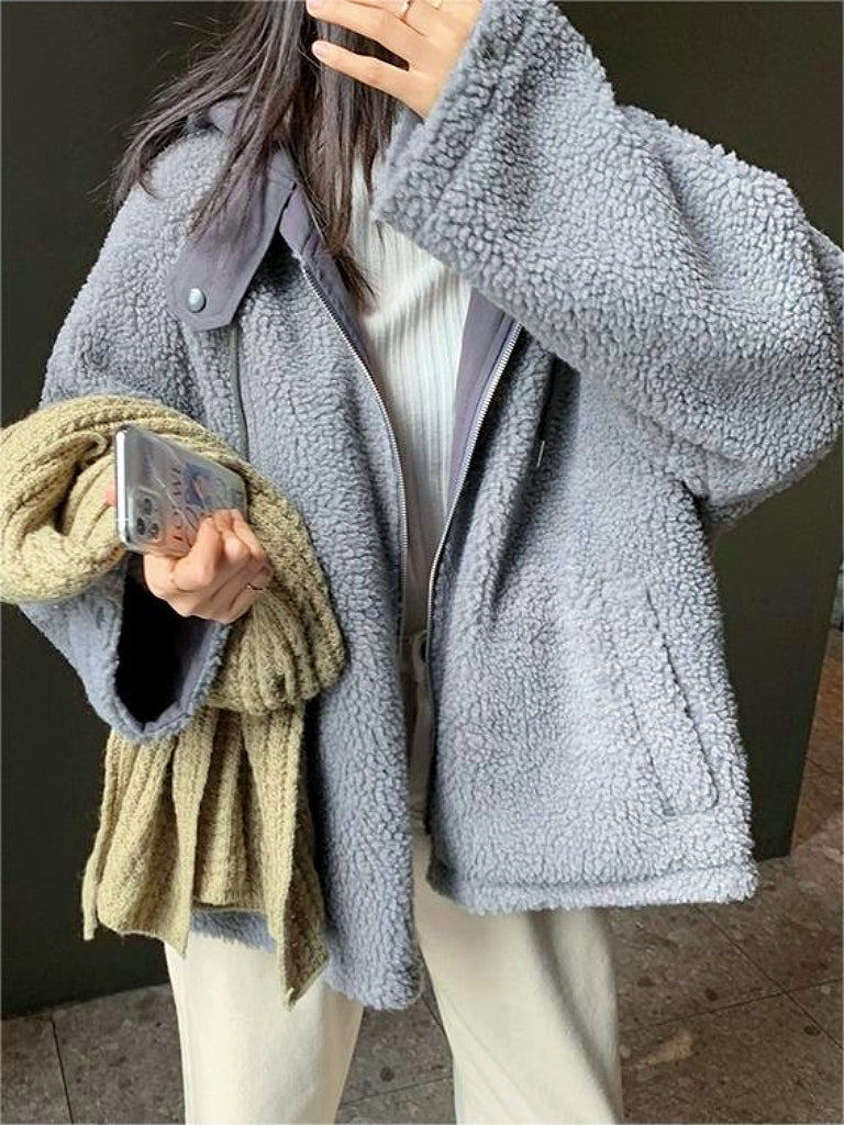 Valenzora | Solid Color Reversible Jacket with Hood and Zipper