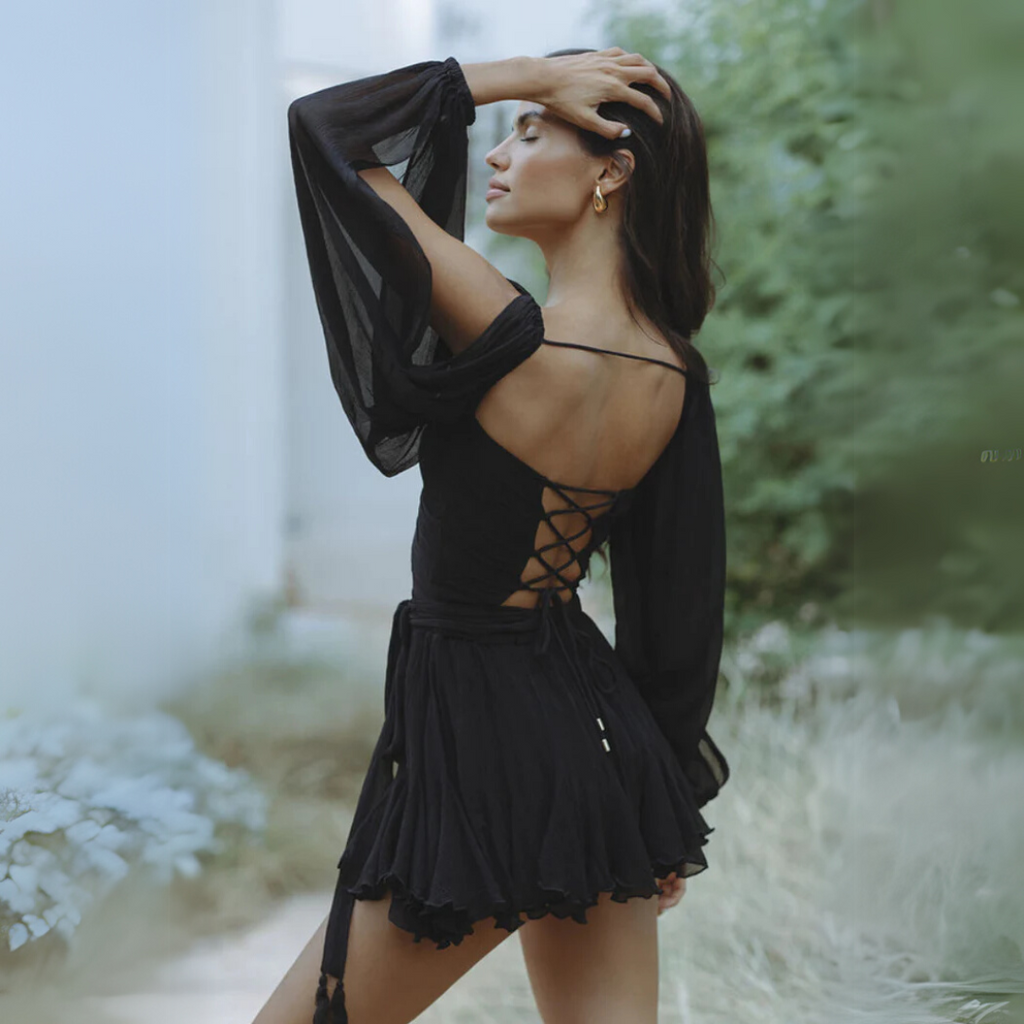 Valenzora | Mini-Kleid Chiffon Drapierte elegante Passform Leichtfließender Stil