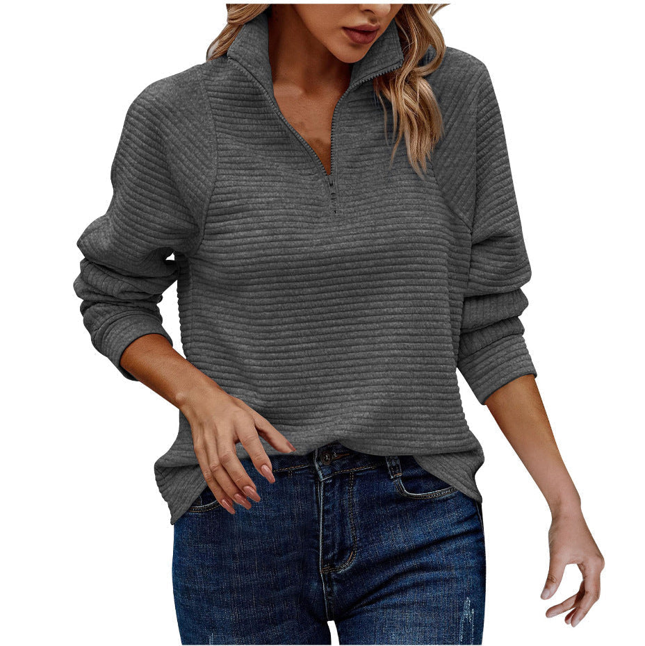 Valenzora - Ribbed quarter-zip pullover sweater