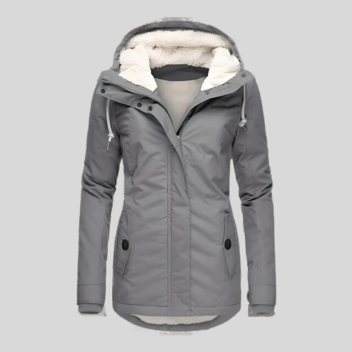 Valenzora | Stylish winter jacket – with hood & cozy faux fur